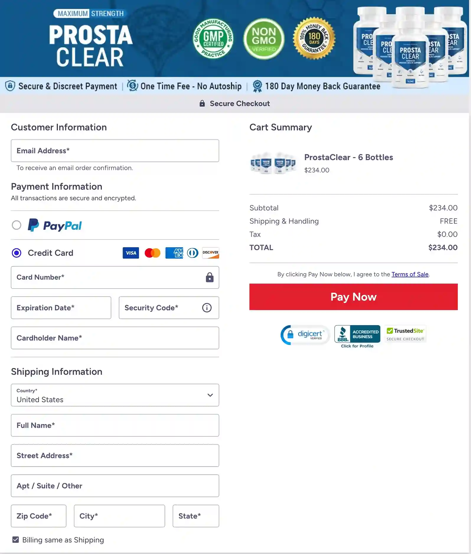 ProstaClear Secure ClickBank Payment